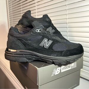 New Balance 993 Triple Black MiUSA Lifestyle Sneakers WR993TB Women's Size 7.5 D